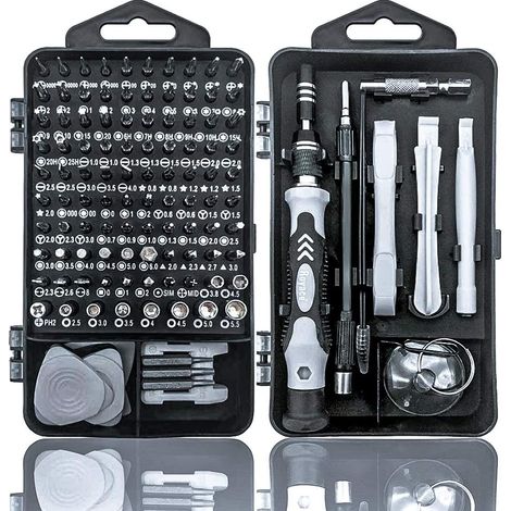 Outils de kit de tournevis de précision 115 en 1,outils de réparation de tournevis de précision magnétiques portables (gris) GROOFOO (1/5)