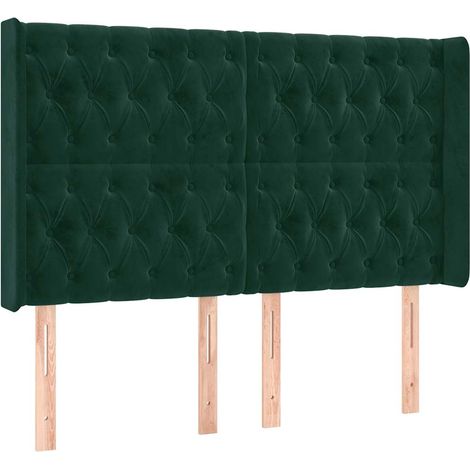 Testiera Testata del letto ad Orecchio Verde Scuro 163x16x118/128 cm in Velluto (1/5)