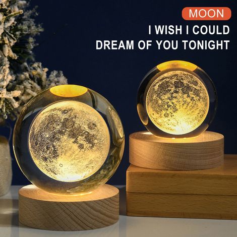 Lampe De Nuit En Cristal - Galaxie Planétaire Astronaute - Éclairage USB Chaud Et RGB - Pour Chambre D Enfant Ou Bureau - 1 Pièce (1/5)