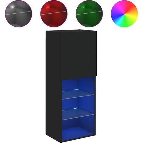 Mobile TV  Armadietto TV  Mobile Porta TV con Luci LED Nero 40,5x30x102 cm (1/5)