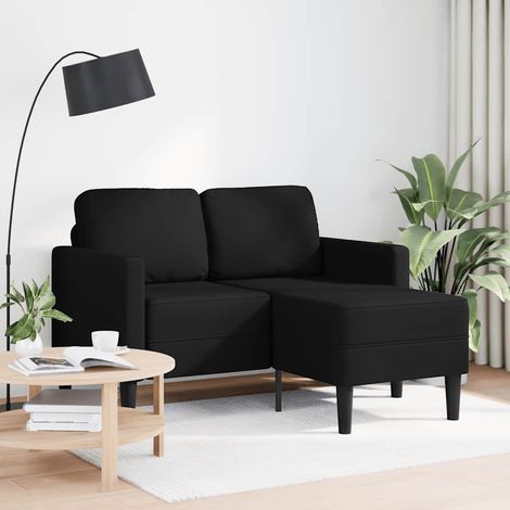 Canapé 2 places,Sofa pour Salon,Banquette avec méridienne en L Noir 125 cm Similicuir CFW157361 (1/5)