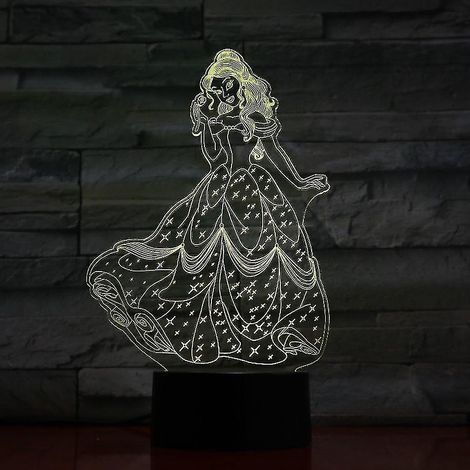 Veilleuse LED 3D La Belle et la Bête, lampe de table pour chambre à coucher, couleurs changeantes (1/2)