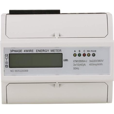 3 x 220V / 380V KWh Mètre Électrique Rail Compteur d'Énergie Numérique LCD Triphasé 4 Fils 7P Électronique(30(100) A),1pcs (1/5)