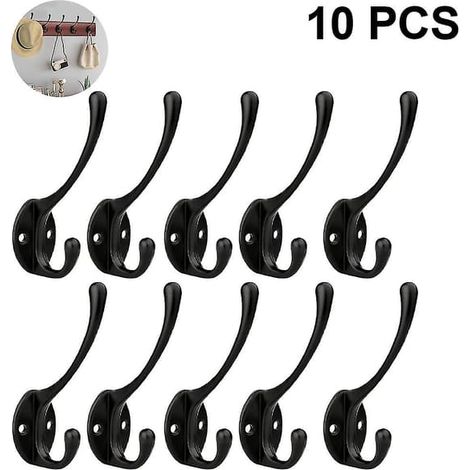 Ecleanfy - Lot de 10 patères murales rustiques noires rétro, robustes et à double crochet. (1/5)
