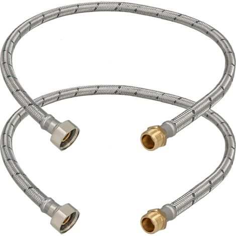 Connettore flessibile 3/8” 1/2” femmina-maschio in acciaio, 70 cm, set da 2 pezzi (1/5)