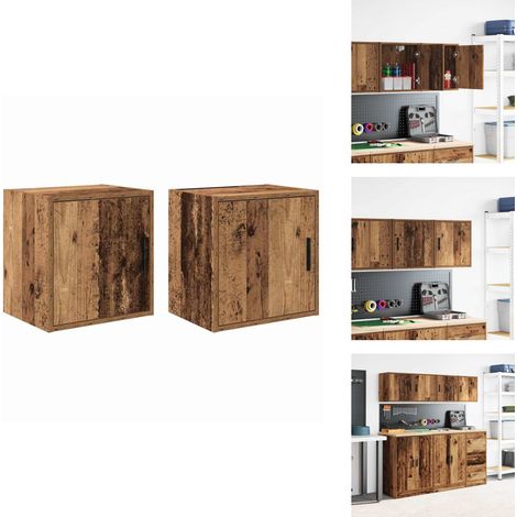 Armoires murales de garage 2 pcs vieux bois bois d'ingénierie - Armoire Murale De Garage - Armoires Murales De Garage - Armoire - Armoire De Rangement De Garage (1/5)