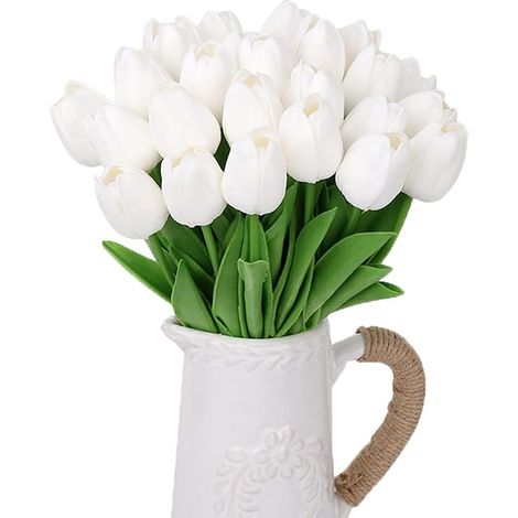 Tulipe Artificielle - 34 Cm - Polyuréthane Pu - Réaliste - Pour Décoration Mariage Loisirs Créatifs - Lot De 24 (1/5)