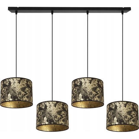 Suspension, lustre, plafonnier, abat-jour à motifs dorés (1/5)