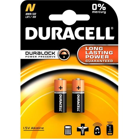 DURACELL Lady Duracell de Type N, LR1, 4001, 4901, MX9100, 910A (9100) alcalines de 1,5 Volt 2 Blister