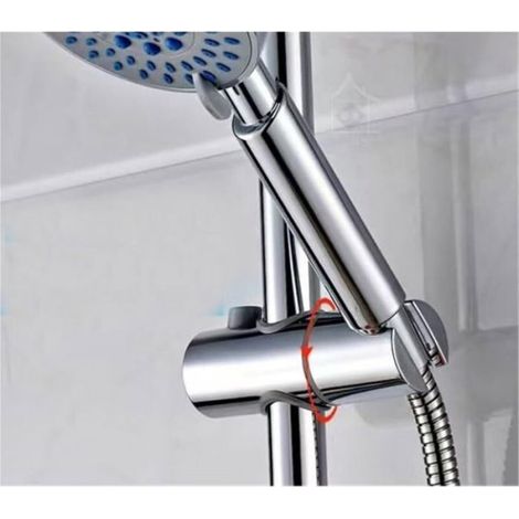 Support Pommeau De Douche - Barre Coulissante Ovale 32x17 mm - Pour Douchette À Main - ABS Chromé - 1 Pièce (1/4)