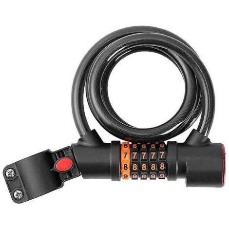 Bicycle Cable Lock with 5 Digit Code and Password, Coiled Security Lock with Taillight (1/3)