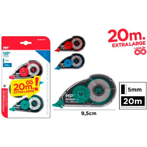 Cinta correctora 5 mm x 20 m 3 uds blister