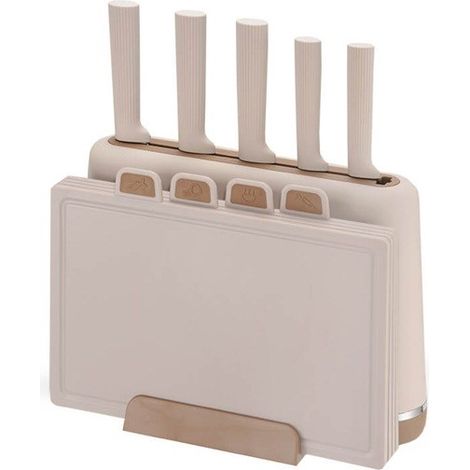 Maestro MR-1412-BEIGE Knife set with block + Cutting board set Beige (1/5)