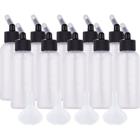 Juego de 10 botellas de pintura para aerógrafo de 65 ml, con doble sifón, 4 embudos, graduaciones y tapones de goma. Compatible con aerógrafos Iwata, Badger y Paasche Master. (1/5)