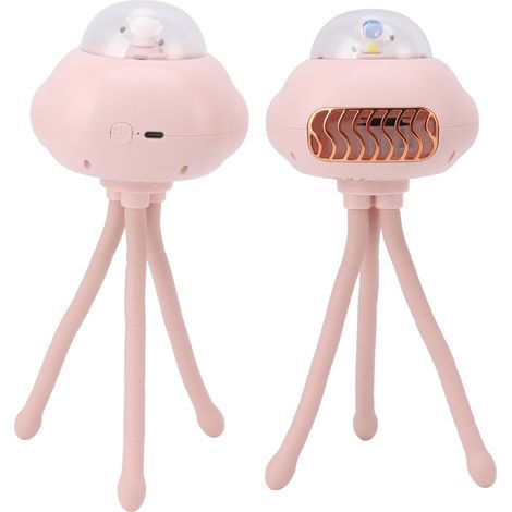 Tragbarer, klingenloser Ventilator, USB-aufladbar, in Oktopusform, mit umwandelbarem Außenständer, klein, rosa (1/5)