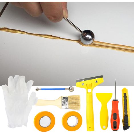 Ensemble de 9 outils fonctionnels pour pistolet à calfeutrer, racleur, lame et colle à joints. Accessoires inclus. (1/5)
