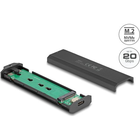Delock Externo USB Type-Câ¢ 20 Gbps Caja Combo para M.2 NVMe PCIe o SATA SSD - sin herramientas
