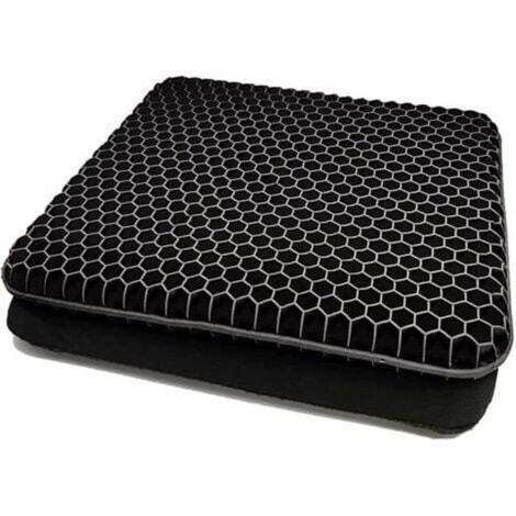 Cuscino per sedia (nero), cuscino in gel traspirante, cuscino antidecubito, allevia la pressione sul supporto ortopedico con rivestimento antiscivolo