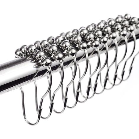 Anneaux de douche en acier inoxydable chromé Lot de 12 pièces Dimensions 69x39mm Boules coulissantes pour tirage fluide (1/5)