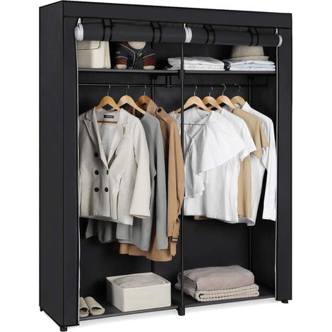 Armoire - pliable - tissu - 140x174x43 cm - noir (1/5)