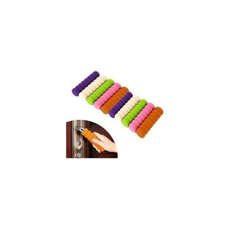 Couvercle de poignée de porte en éponge anti-collision antistatique violet + vert + rose + beige + couleur bois 2pcs (1/5)