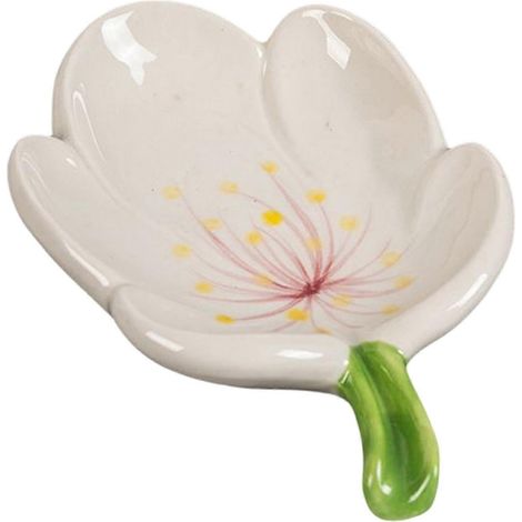 Boîte à savon en céramique en forme de feuille, étagère à savon avec égouttoir, porte-savon et plateau. (1/5)