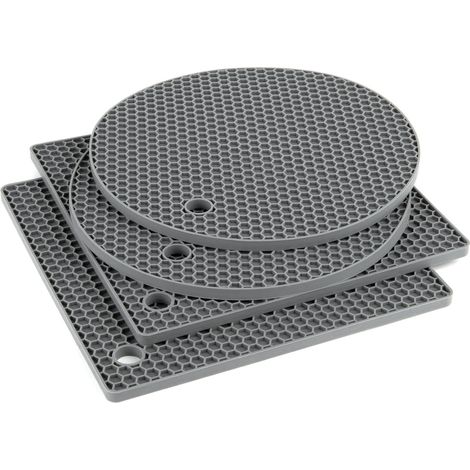Dessous de plat pour plats chauds - Maniques en silicone pour casseroles et poêles chaudes, tapis de cuisine en silicone pour plans de travail et tables, souples, faciles à laver et à sécher. (1/4)