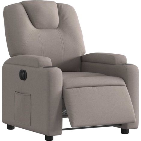 Poltrona relax porta TV con comodissima funzione reclinabile elettrica in tessuto tortora DEC028584