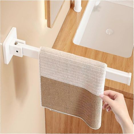 Porte-serviettes mural pivotant pliable en aluminium barre à un bras 90° blanc moderne minimaliste antirouille pour salle de bain (1/5)