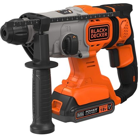 Martillo perforador inalámbrico SDS BLACK+DECKER BCD900E2K-QW 18V, kit con 2 baterías de 2,5Ah (1/5)