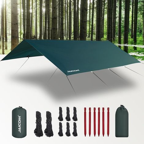 Jaicom Tarp Zeltplane Wasserdicht Camping 3x4m Grün UV-Schutz Regen Schnee (1/5)
