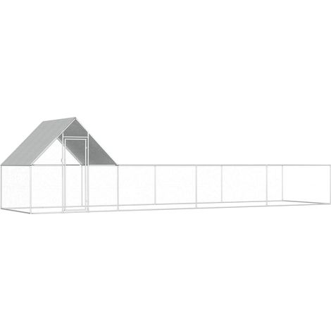 PoulaillerïŒEnclos Ă poulesïŒCage pour Animaux 8 x 2 x 2 m Acier galvanisĂ© DGBDF174785 (1/5)
