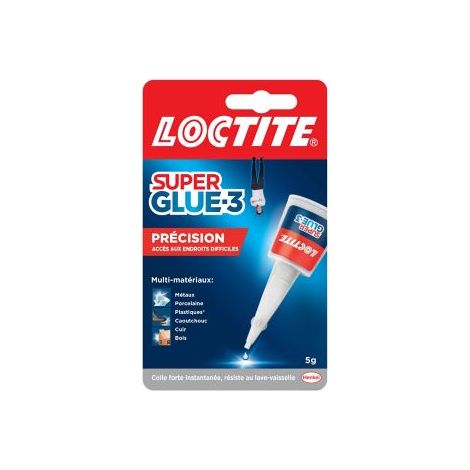 Loctite Super Glue-3 Précision, colle forte pour réparations précises, colle liquide tous matériaux, colle transparente à séchage rapide, flacon 5 g