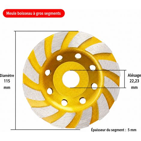 Disque boisseau diamanté 115 mm pour meuleuse d'angle, ponçage béton et pierre 115 328 22.23 7 40 × 30 × 20 cm 333 g – Livraison gratuite