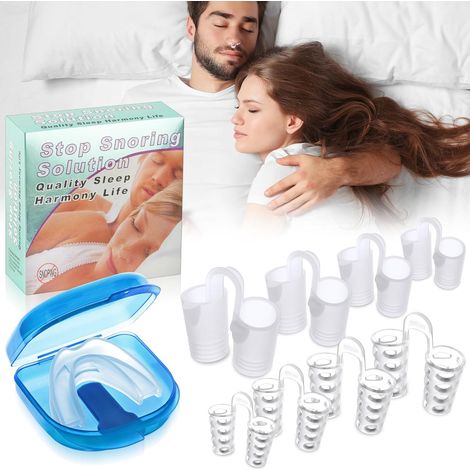 Dispositifs Anti Ronflement, 8 Tailles Écarteur Nasal Anti-Ronflement + Gouttiere Dentaire Bruxisme, Dilatateur Nasal Dispositif, Anti Ronflement Pince-Nez, AméLiore La Respiration (1/5)