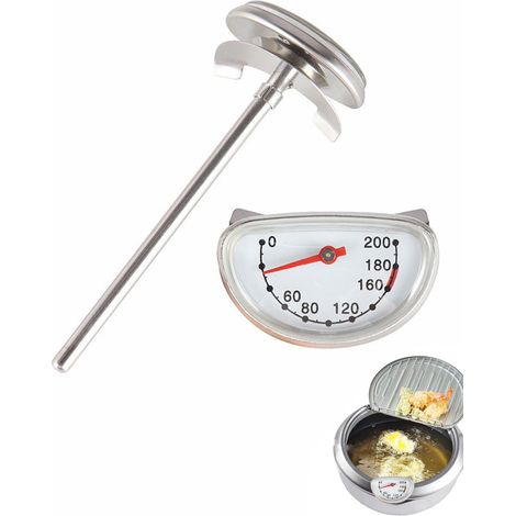 Thermomètre Four Compatible avec, Thermometre Cuisine en Acier Inoxydable avec Sonde 7 cm, Thermomètre de Cuisson pour Barbecue Fumoir et Gril, Plage de Mesure 0°C à 400°C (1/5)