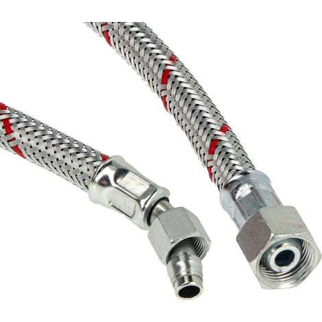 tecuro Universal - Ölschlauch mit SR 8 LLR (45° Rohrbogen) x 3/8 Zoll Überwurfmutter x 750 mm - konisch dichtend (1/4)