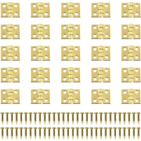 100 Pièces Mini Charniere Rétro Charnières Connecteurs Charniere Laiton Petite Charnières Métal Charnière Miniature avec Vis Cabinet Porte Tiroir Coffre-Muntra (1/4)