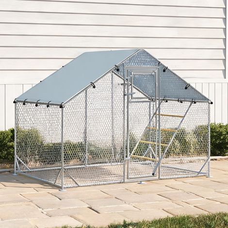 Poulailler en acier galvanisé tissu Oxford 300 x 200 x 195 cm (1/5)