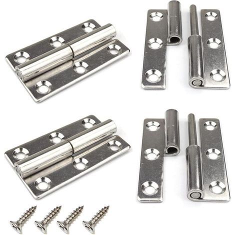 4-Pack Removable Heavy Duty 304 Stainless Steel Door Hinges for 3" Interior and Exterior Doors (1/4)