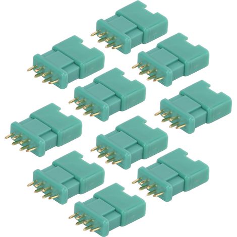 Lot de 10 connecteurs de batterie MPX verts hexagonaux moulés par injection nylon, plaqués cuivre-or, modèles 13.030 et 13.031 (1/5)