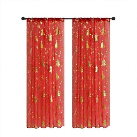 Rideaux de Noël voilages à motifs flocons de neige (lot de 2) pour salon, 132 cm de large x 213 cm de long (1/5)