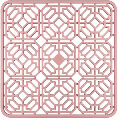Tapis d'évier - Protection d'évier - Silicone - Tapis de lavabo - Anti-rayures - Accessoires de cuisine - Tapis de lavabo - Protection de drain pour éviers, vaisselle et couverts - 3030cm - Rose (1/5)