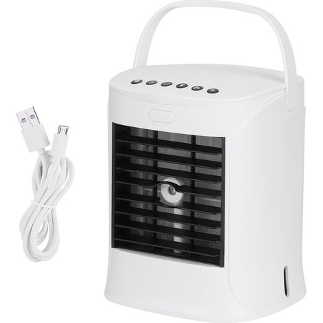 Mini climatiseur USB, humidificateur, ventilateur de bureau, rafraîchisseur d'air avec haut-parleur intégré pour bureau et chambre (1/5)