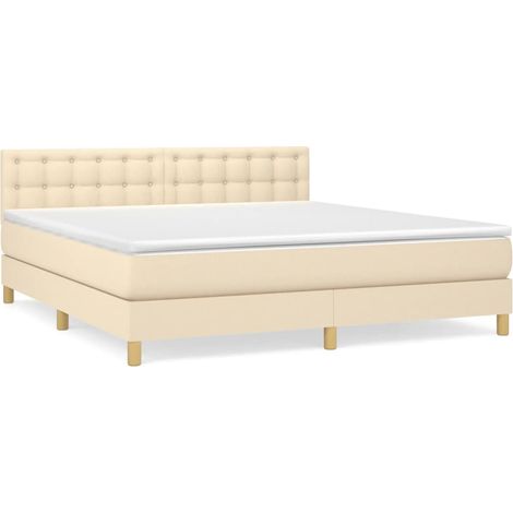 Maison Exclusive - Sommier à lattes de lit avec matelas Crème 160x200 cm Tissu (1/5)
