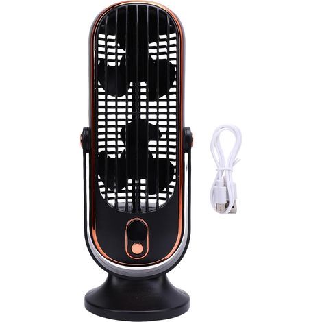 Ventilateur Tour de Bureau à Double Ventilateur, Moteur sans Balais à 5 Vitesses, Rechargeable, Portable, pour la Maison et le Bureau, avec écran LED et Chargement USB de Type C, (BLACK) (1/5)