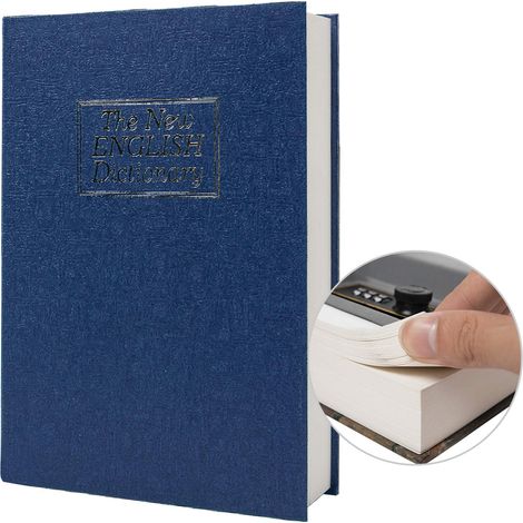 Carnet de transfert en papier pour bijoux, argent et argent liquide, creux avec compartiment caché, clé et cadenas à combinaison (Serrure à combinaison, Dictionnaire bleu) (1/5)