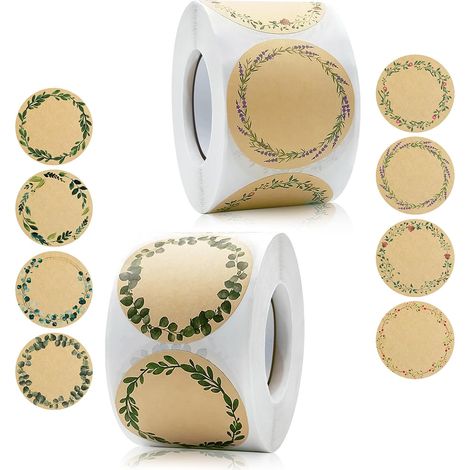1000 Pcs Round Stickers, Self-Adhesive Labels for Mail Seals, Jar Labels, Jam Labels, Adhesive Labels for Spice Jars, Bottles (1/5)