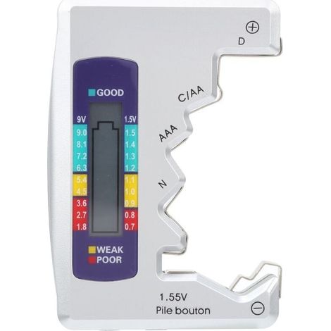 Testeur de Batterie, Vérificateur Universel de Piles Petit Testeur de Piles pour Batterie au Lithium C/D/9V/AA/AAA/1.5V - Testeur de Batterie pour Batteries Domestiques (1/5)