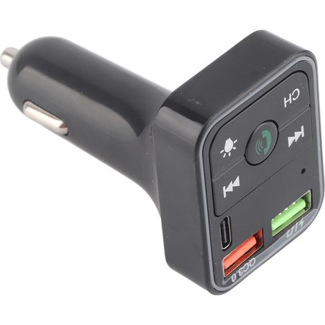 Adaptateur sans fil pour voiture avec émetteur mains libres, appels et musique, double port USB (1 type C), 7 lumières colorées, accessoires auto DC12-24V pour véhicules (1/5)